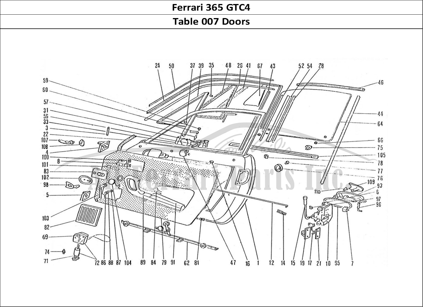 Ferrari Parts Ferrari 365 GTC4 (Coachwork) Page 007 Doors & Fixings