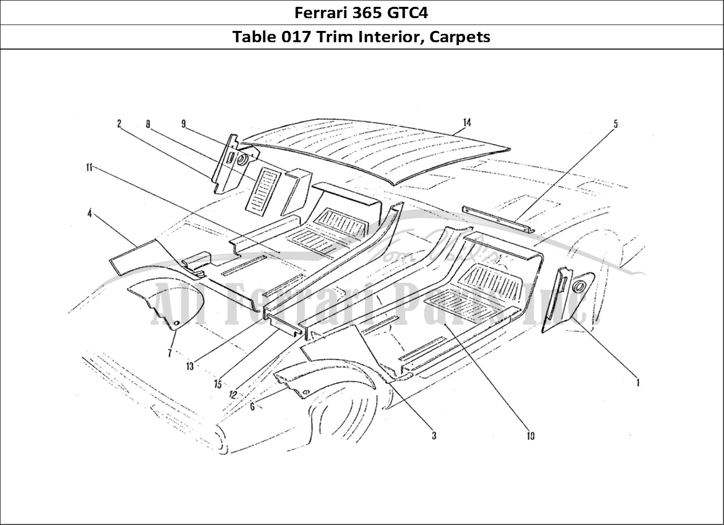 Ferrari Parts Ferrari 365 GTC4 (Coachwork) Page 017 Inner Carpets & Trims