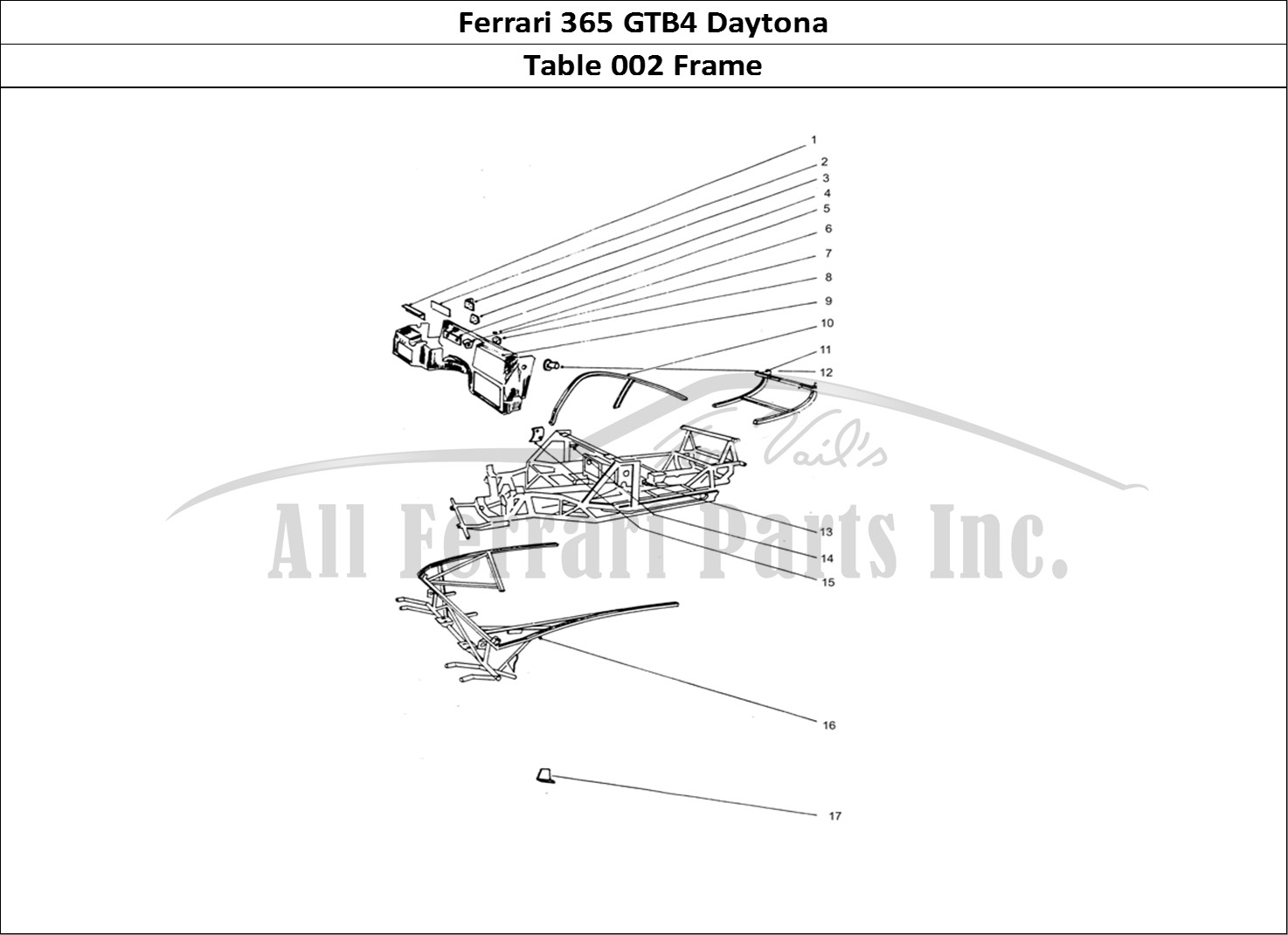 Ferrari Parts Ferrari 365 GTB4 Daytona (Coachwork) Page 002 Frame work