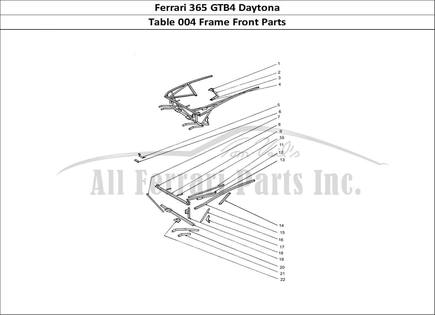 Ferrari Parts Ferrari 365 GTB4 Daytona (Coachwork) Page 004 Front Frame Work