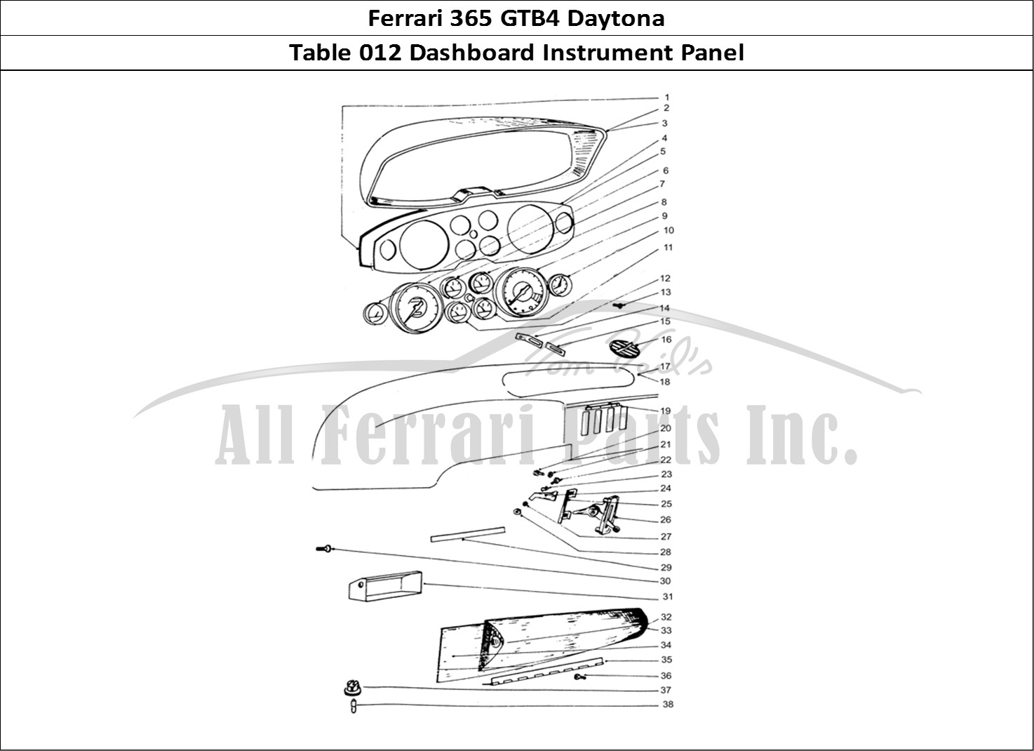Ferrari Parts Ferrari 365 GTB4 Daytona (Coachwork) Page 012 Instrument cluster - Glov