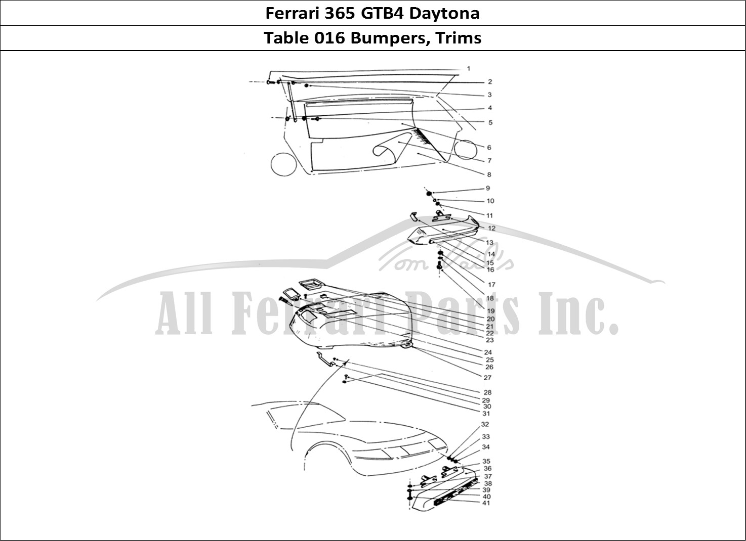 Ferrari Parts Ferrari 365 GTB4 Daytona (Coachwork) Page 016 Bumpers Front & Rear