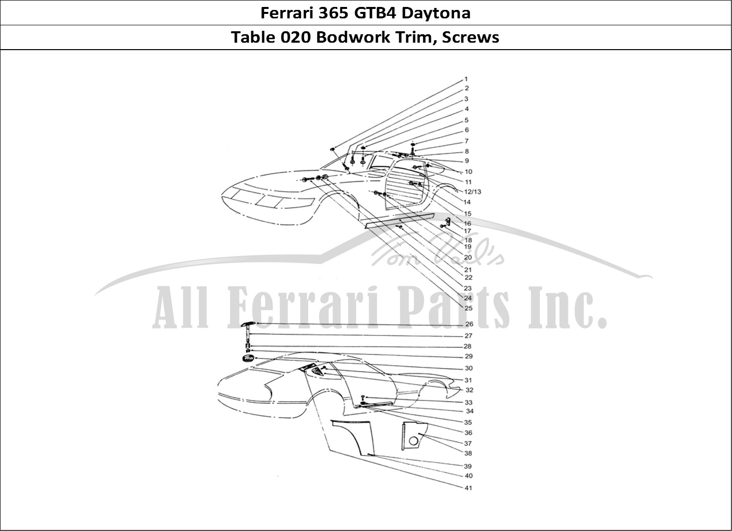 Ferrari Parts Ferrari 365 GTB4 Daytona (Coachwork) Page 020 Trim Screws