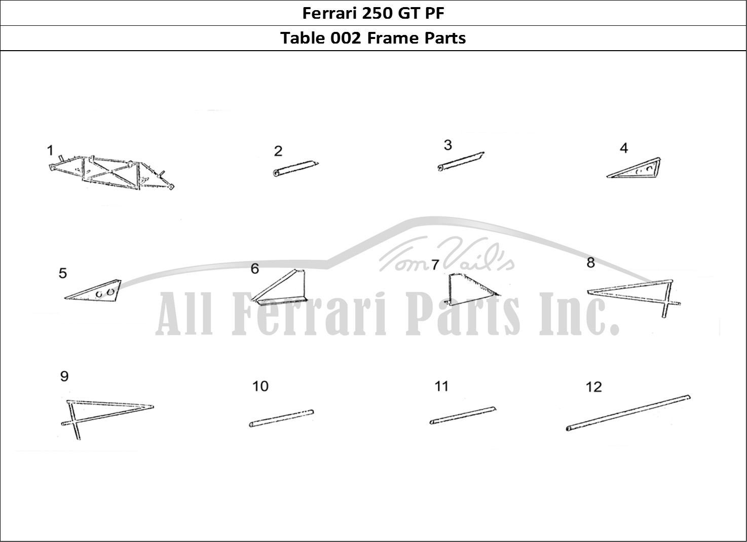 Ferrari Parts Ferrari 250 GT (Coachwork) Page 002 Chassis Parts