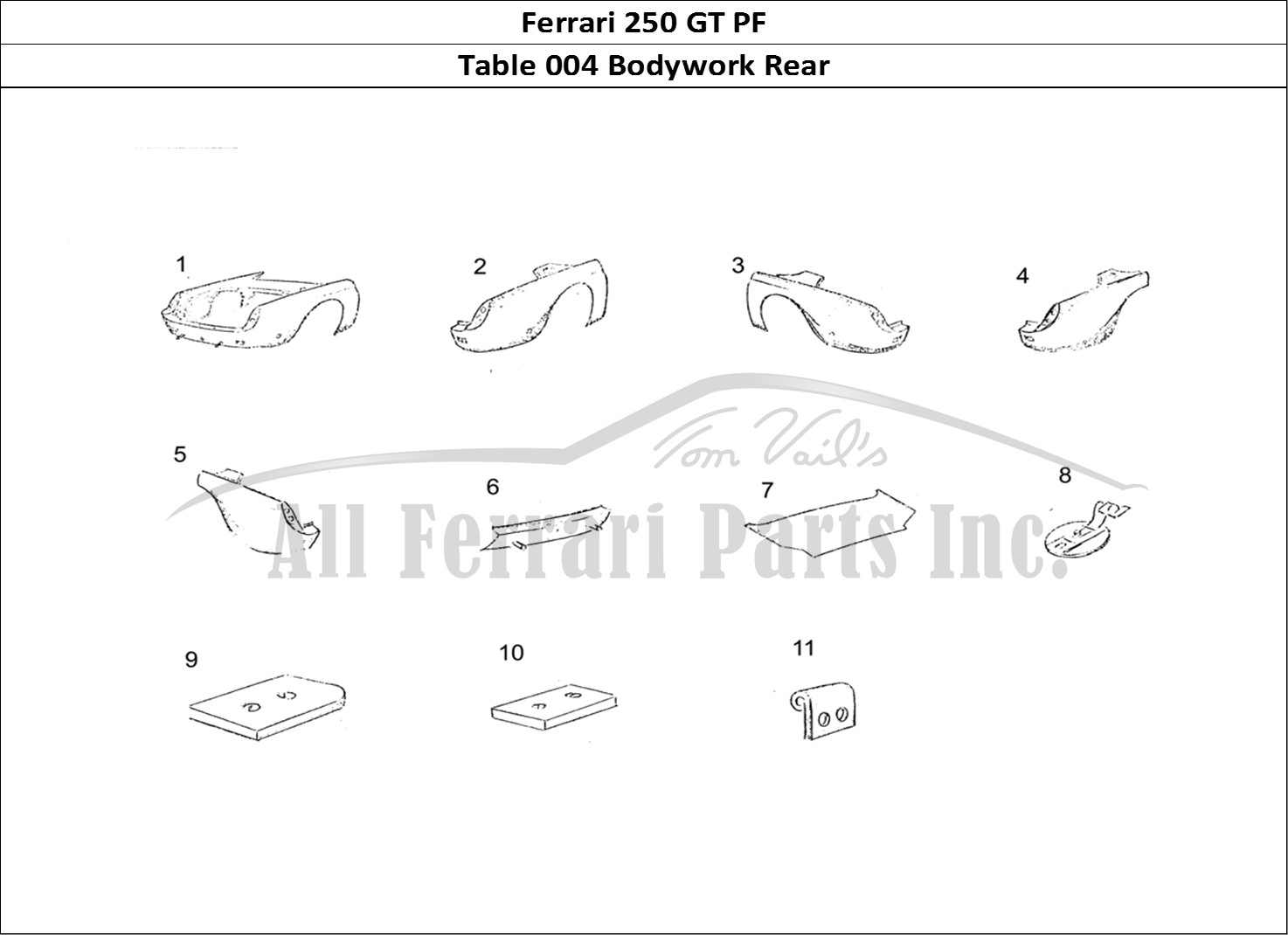 Ferrari Parts Ferrari 250 GT (Coachwork) Page 004 Body Rear