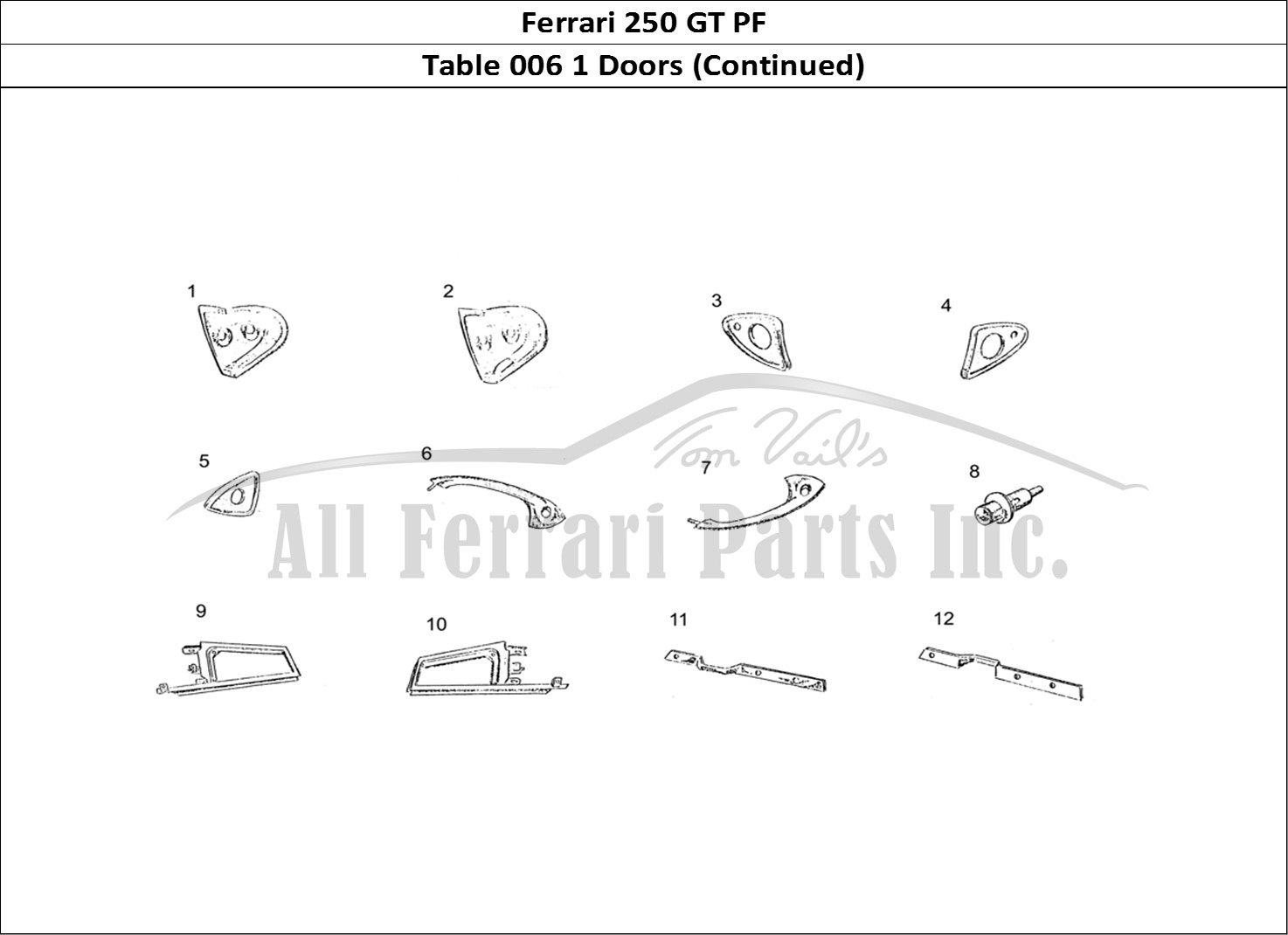 Ferrari Parts Ferrari 250 GT (Coachwork) Page 006 Door (continued)