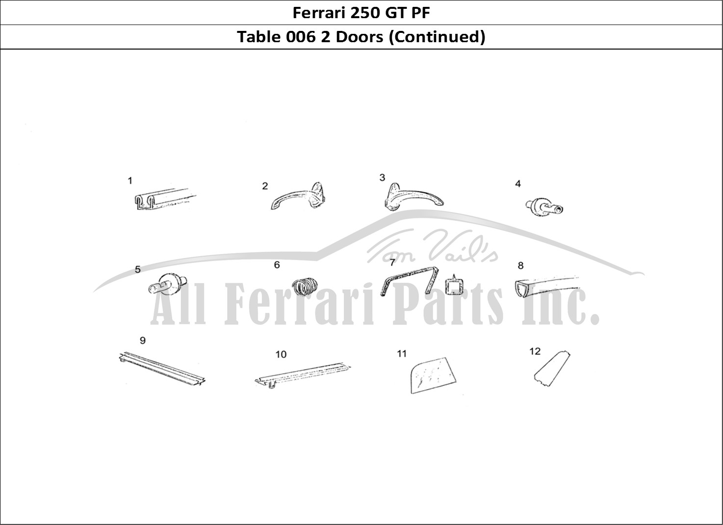 Ferrari Parts Ferrari 250 GT (Coachwork) Page 006 Door (continued)