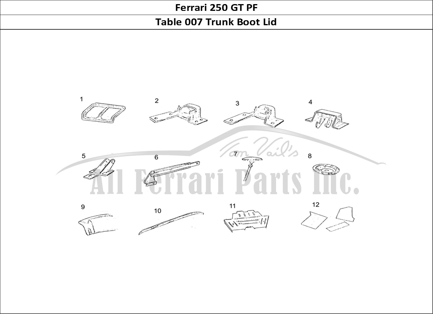 Ferrari Parts Ferrari 250 GT (Coachwork) Page 007 Boot Lid