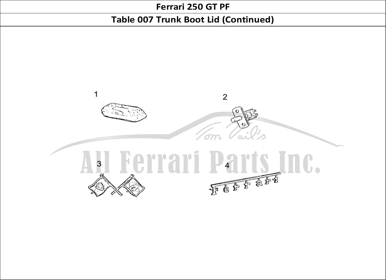 Ferrari Parts Ferrari 250 GT (Coachwork) Page 007 Boot Lid (continued)
