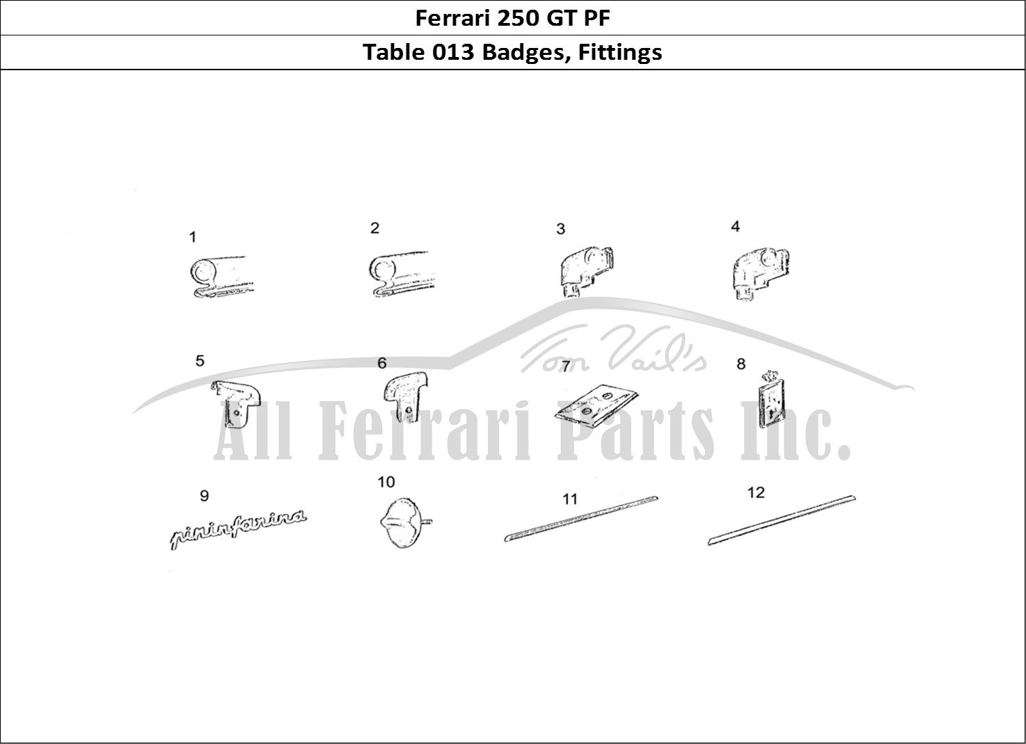Ferrari Parts Ferrari 250 GT (Coachwork) Page 013 Badges and Fittings