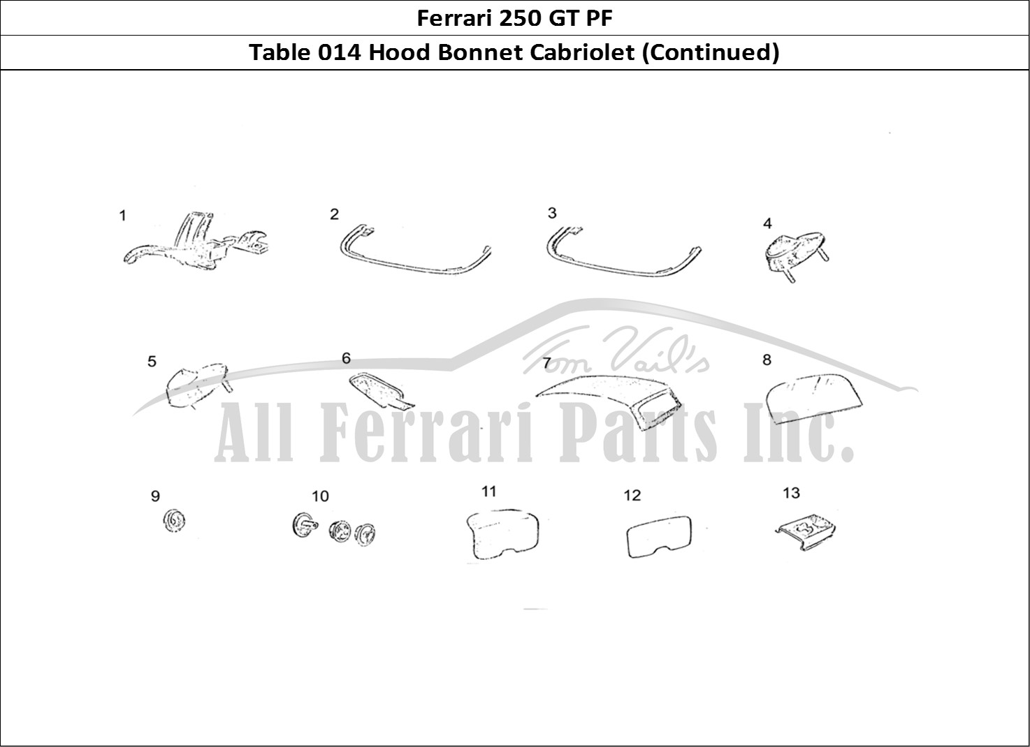 Ferrari Parts Ferrari 250 GT (Coachwork) Page 014 Cabriolet Hood (continued