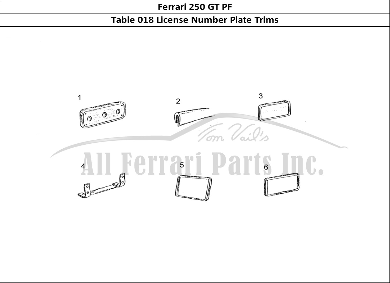 Ferrari Parts Ferrari 250 GT (Coachwork) Page 018 Number Plate Trims