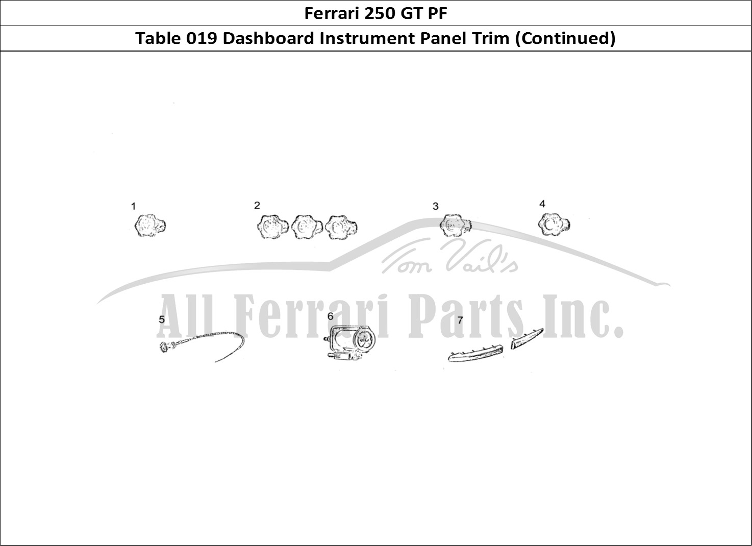 Ferrari Parts Ferrari 250 GT (Coachwork) Page 019 Dashboard Trim (continued