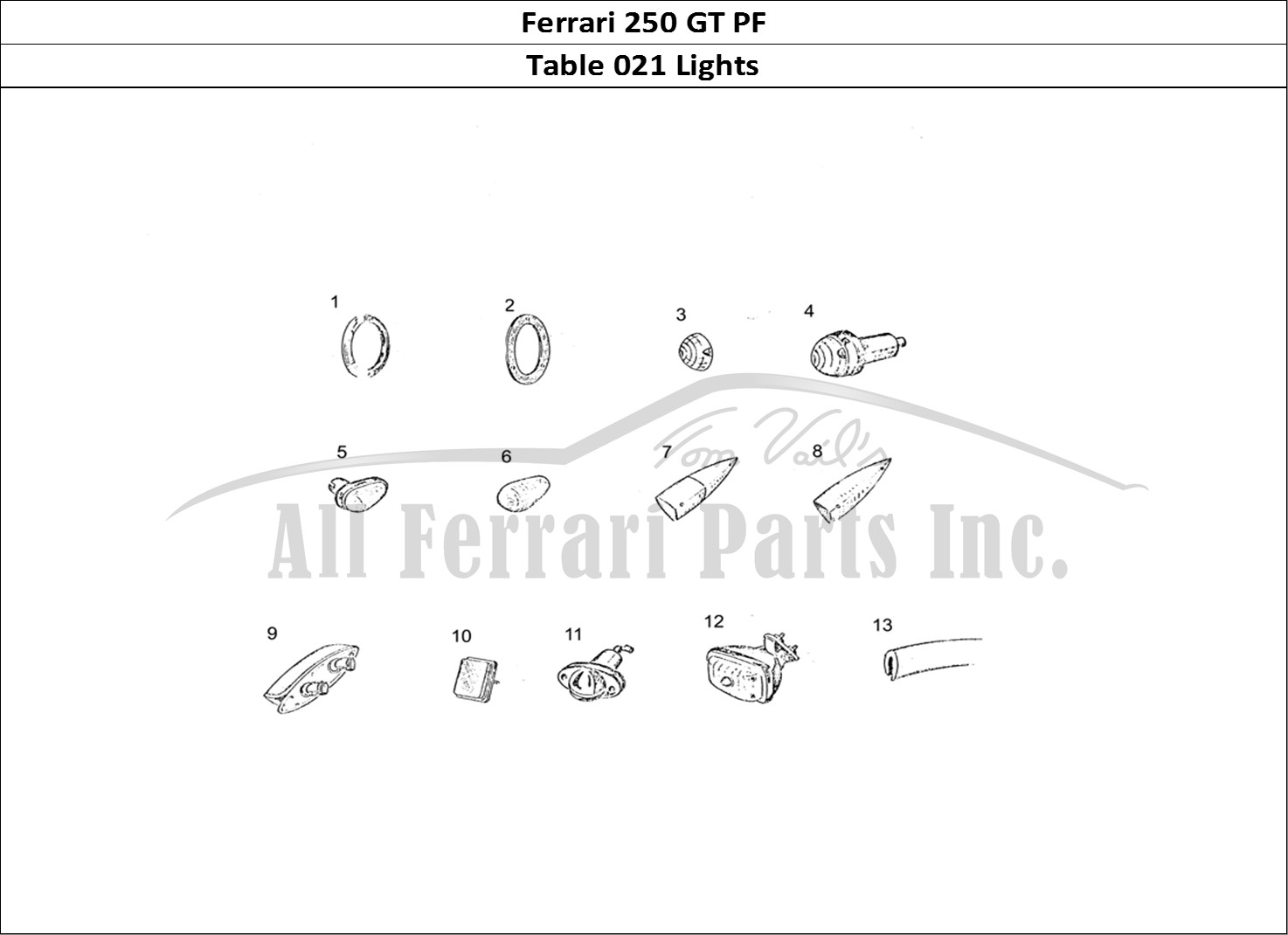 Ferrari Parts Ferrari 250 GT (Coachwork) Page 021 Lights