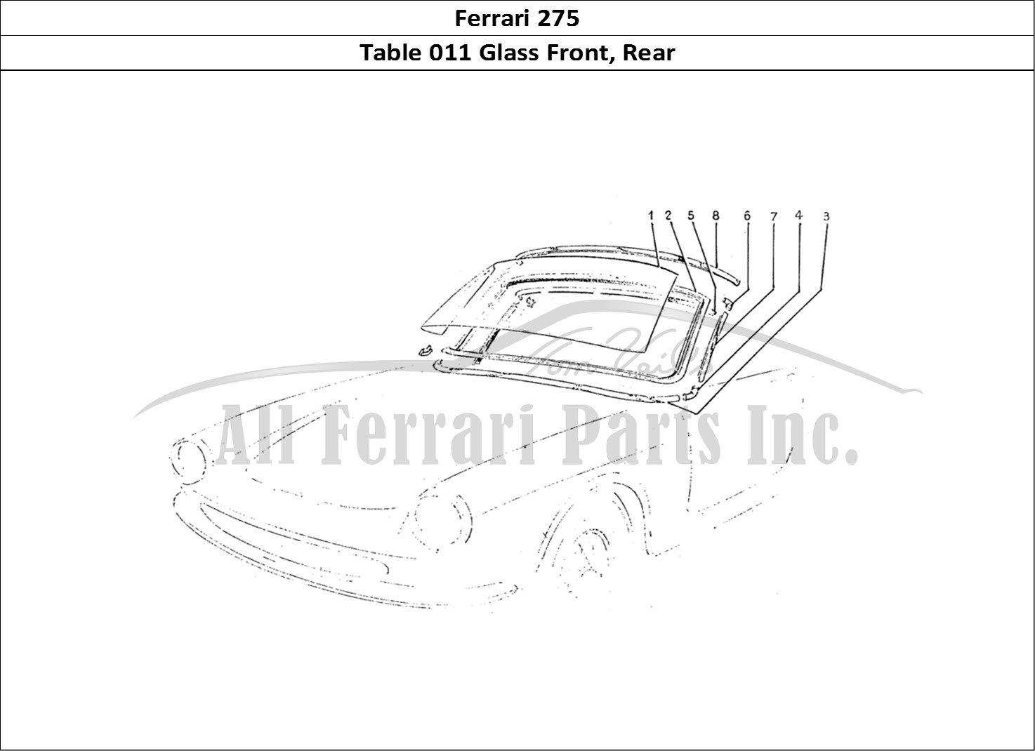 Ferrari Parts Ferrari 275 (Pininfarina Coachwork) Page 011 Front & Rear Glass