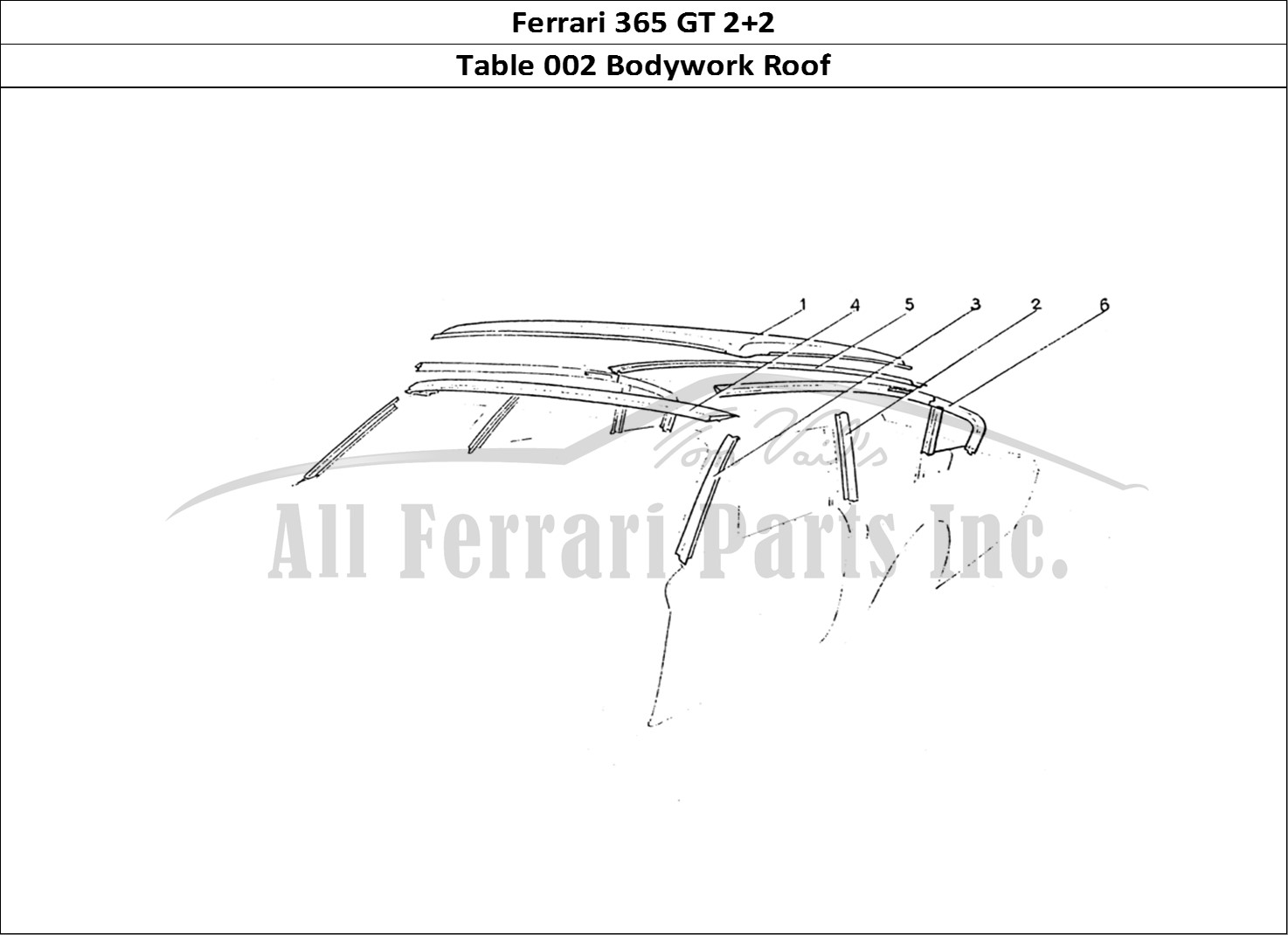 Ferrari Parts Ferrari 365 GT 2+2 (Coachwork) Page 002 Frame work roof