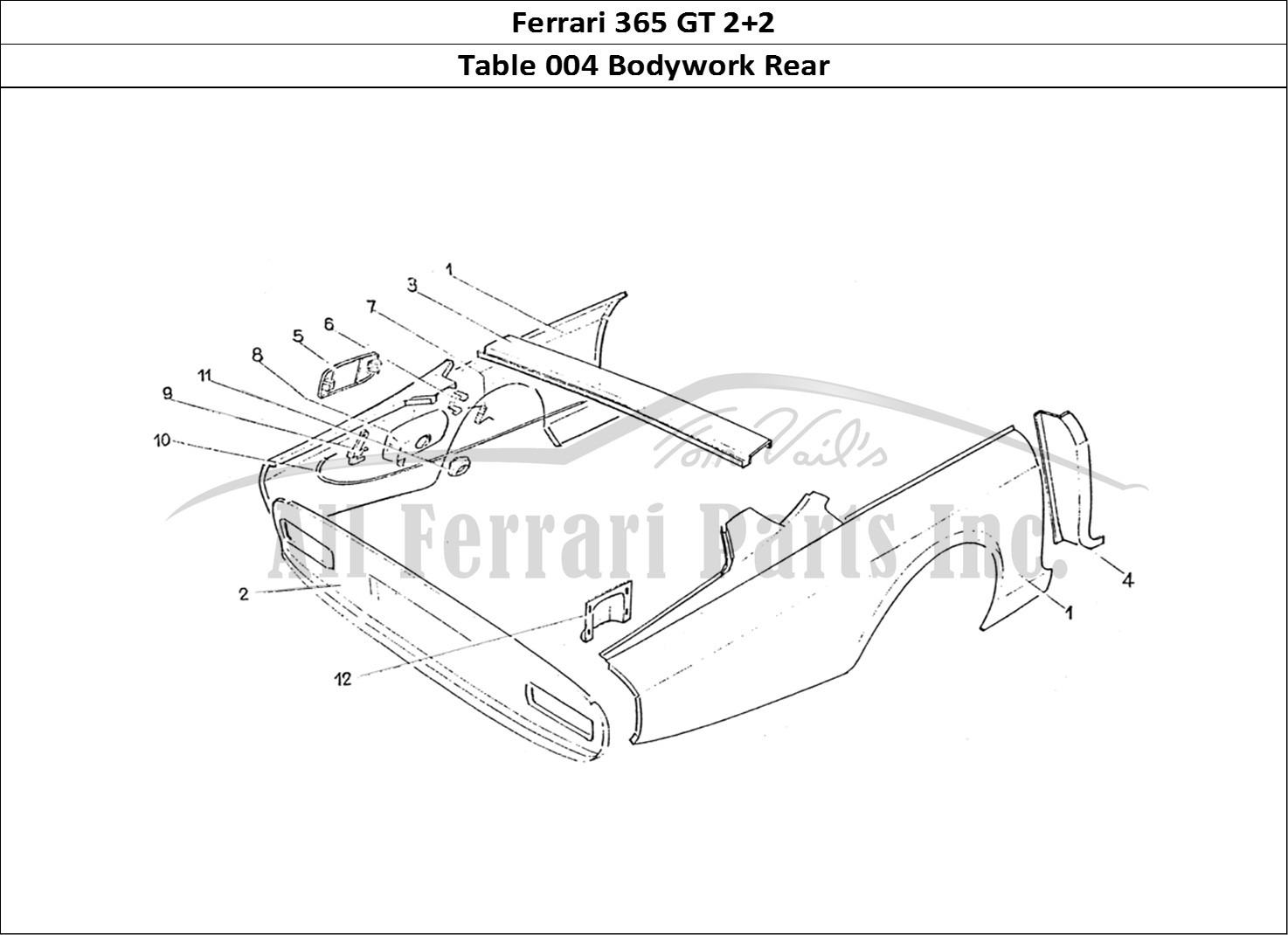 Ferrari Parts Ferrari 365 GT 2+2 (Coachwork) Page 004 Rear body work