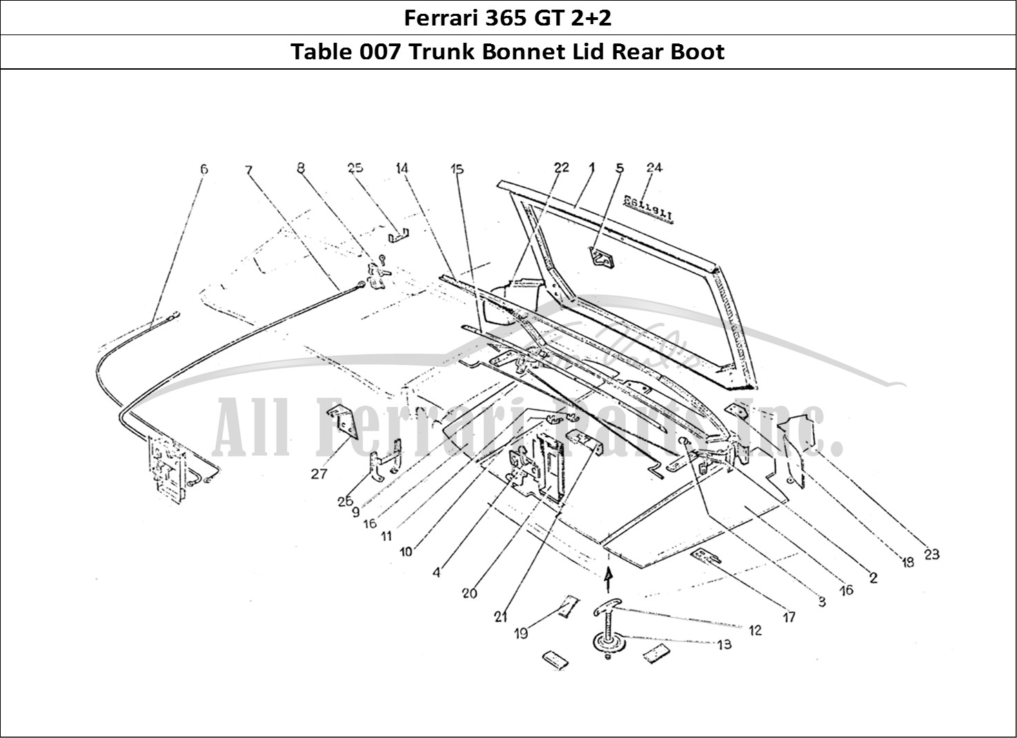 Ferrari Parts Ferrari 365 GT 2+2 (Coachwork) Page 007 Rear Boot lid