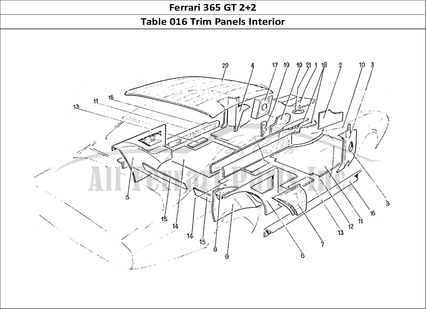 Ferrari Parts Ferrari 365 GT 2+2 (Coachwork) Page 016 Inner trim panels
