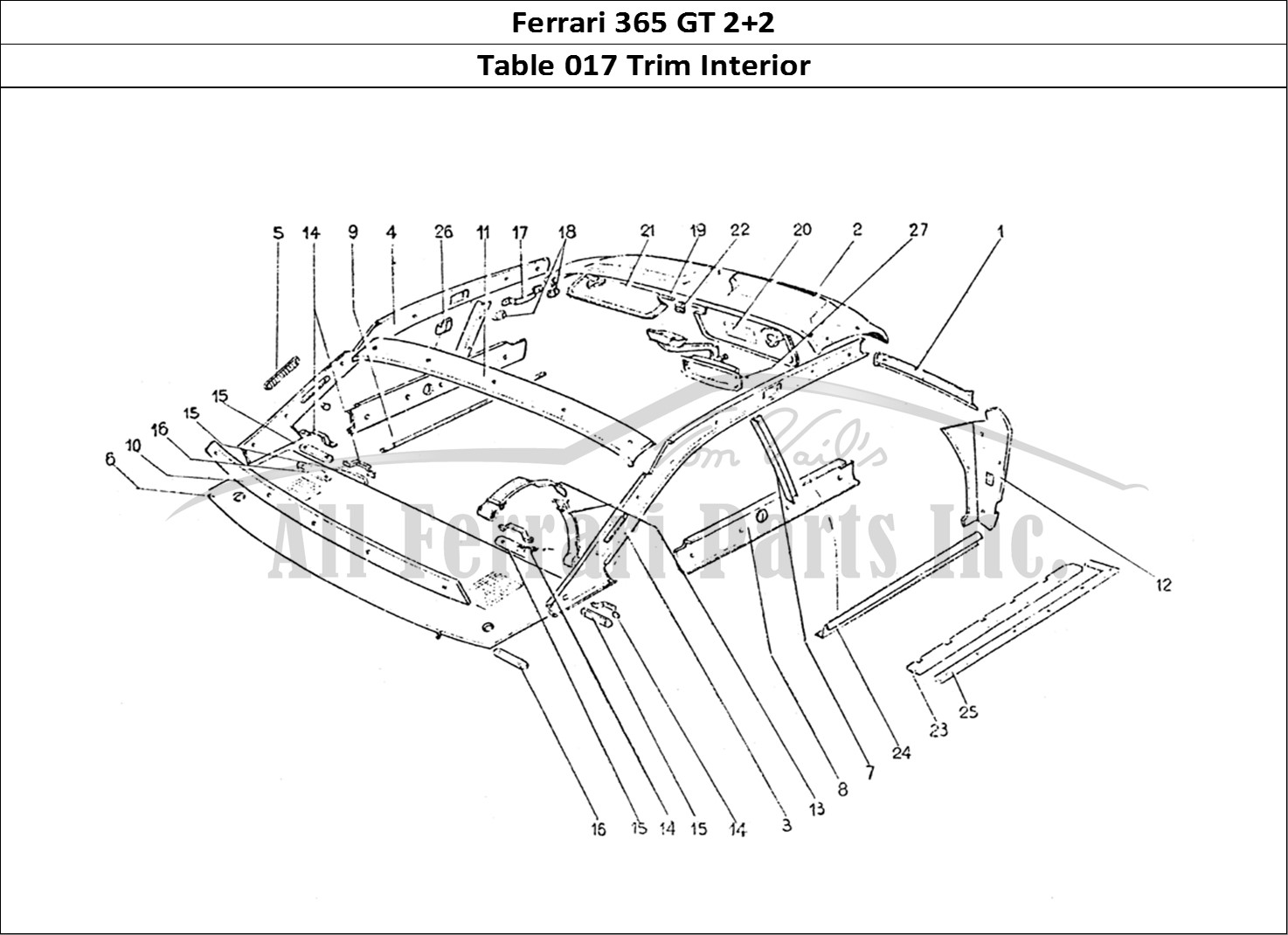 Ferrari Parts Ferrari 365 GT 2+2 (Coachwork) Page 017 Inner trim & Accessories