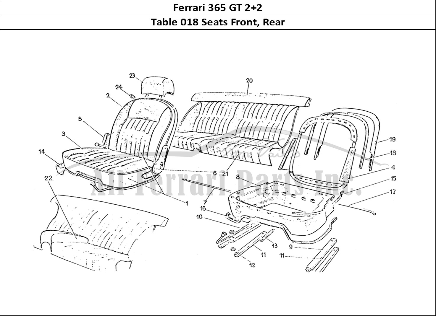 Ferrari Parts Ferrari 365 GT 2+2 (Coachwork) Page 018 Front & Rear seats