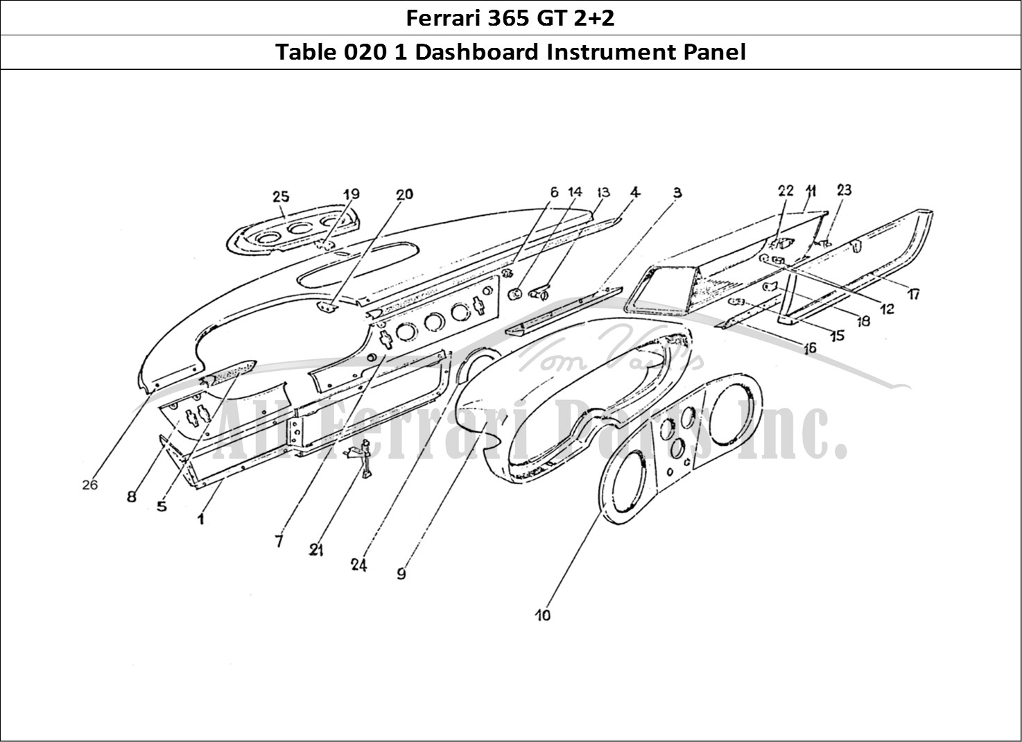 Ferrari Parts Ferrari 365 GT 2+2 (Coachwork) Page 020 Dash board