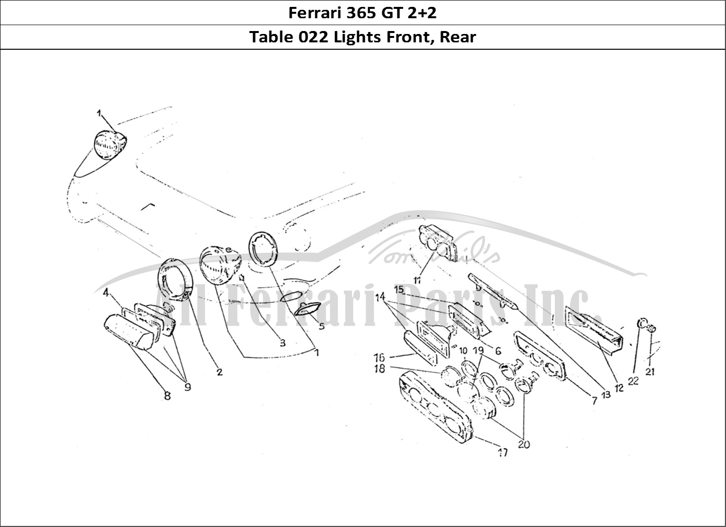 Ferrari Parts Ferrari 365 GT 2+2 (Coachwork) Page 022 Front & rear lights