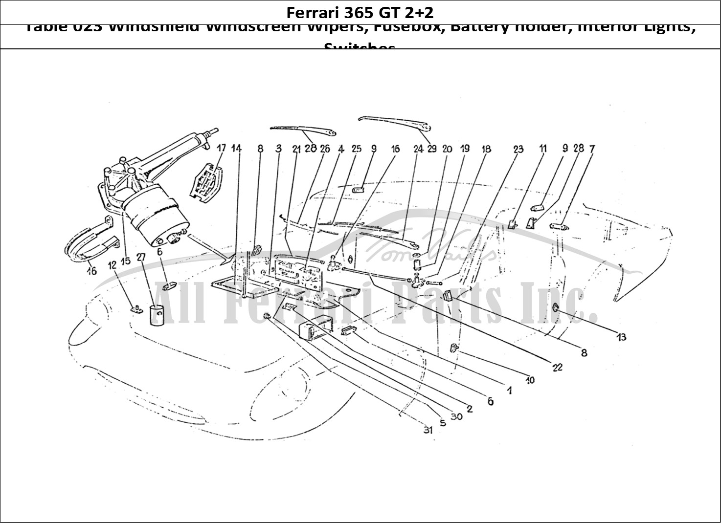 Ferrari Parts Ferrari 365 GT 2+2 (Coachwork) Page 023 Electric Wipers