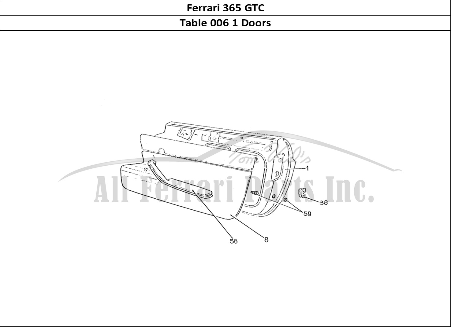 Ferrari Parts Ferrari 330 GTC (Coachwork) Page 006 Doors (Edizione 1)