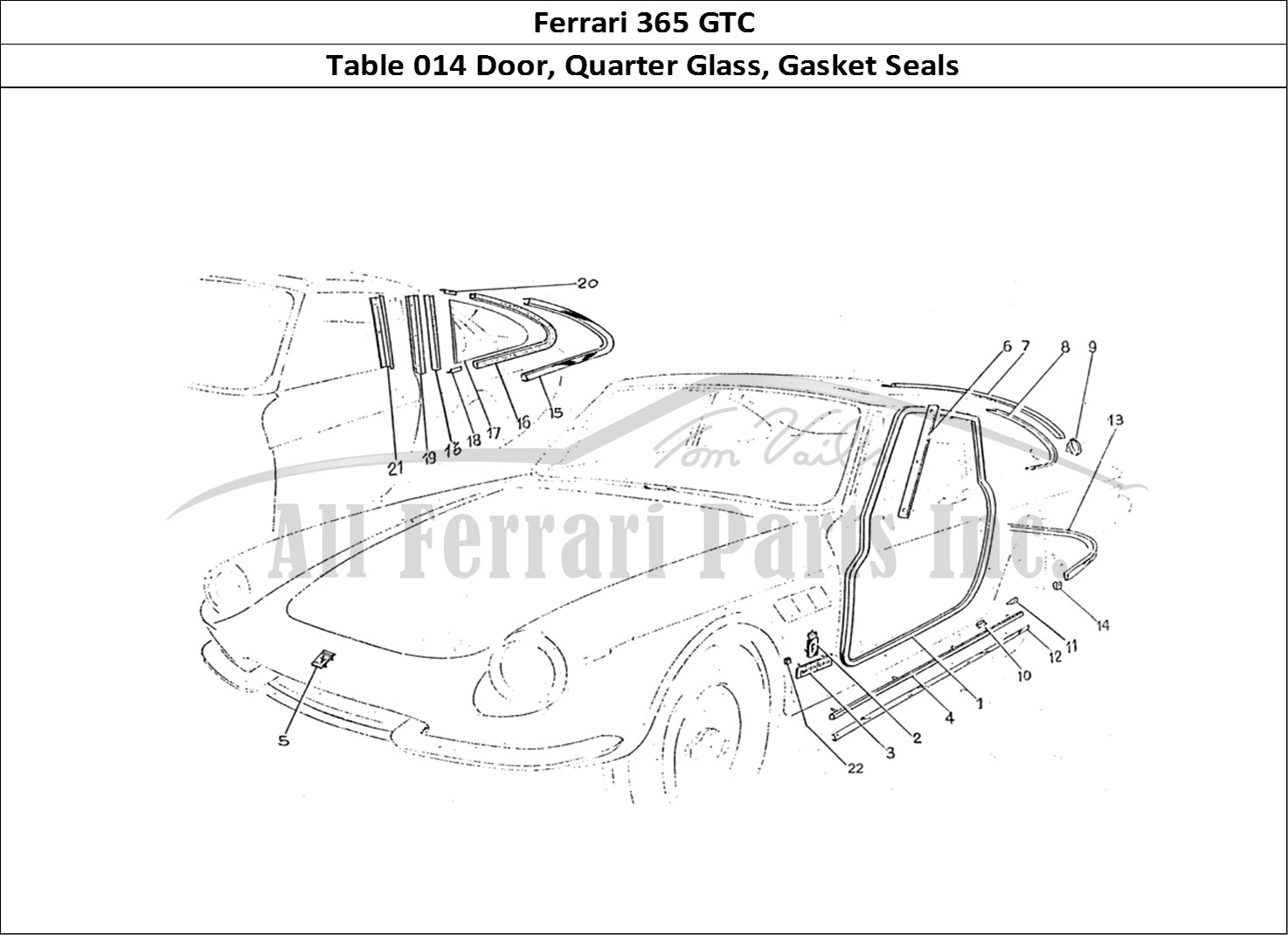 Ferrari Parts Ferrari 330 GTC (Coachwork) Page 014 Gasket seals door & quart