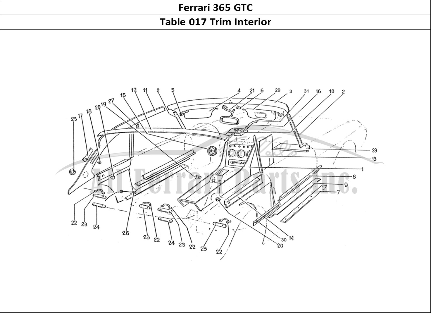 Ferrari Parts Ferrari 330 GTC (Coachwork) Page 017 Trim - Gaskets - Inner Ac