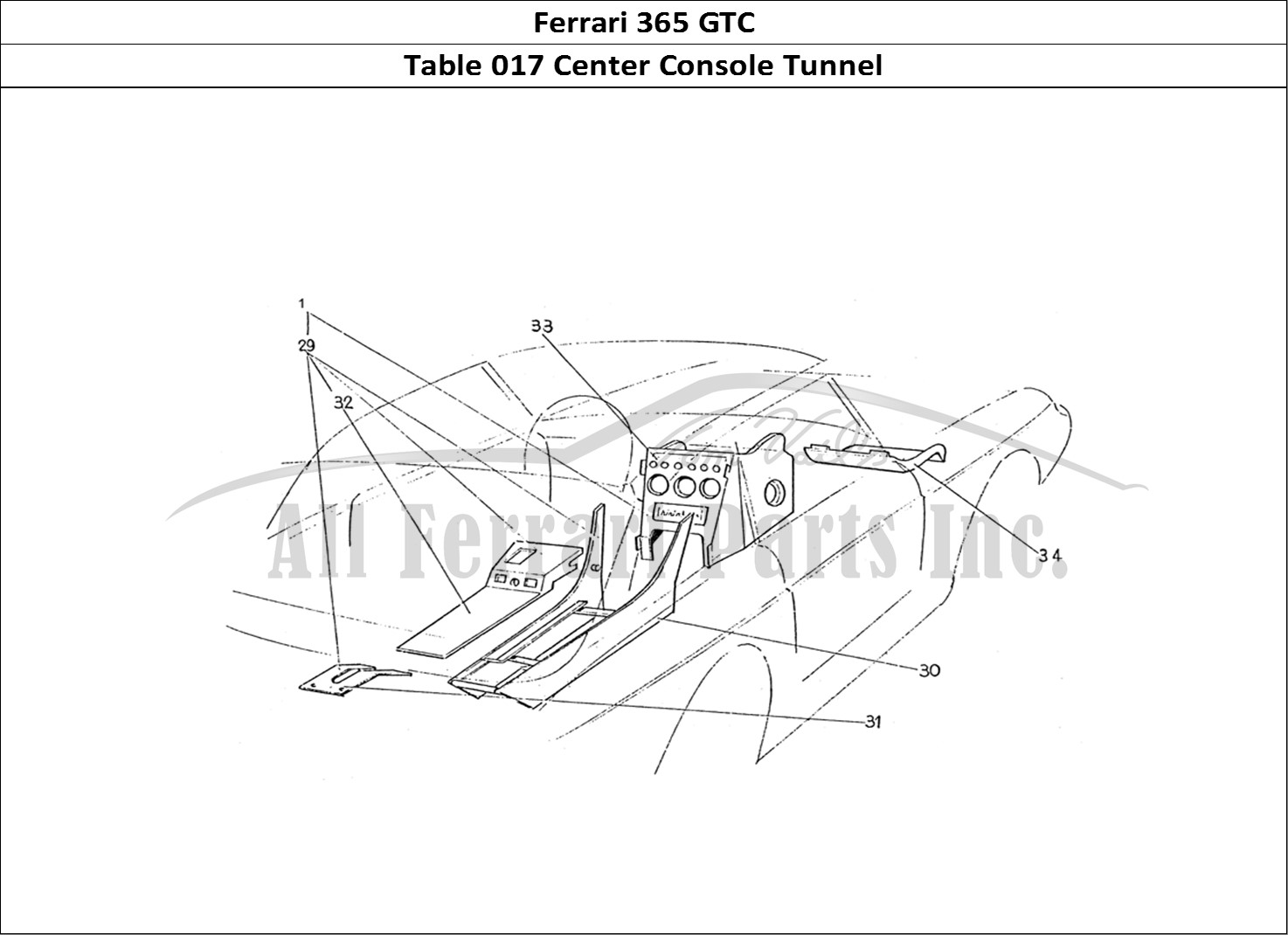 Ferrari Parts Ferrari 330 GTC (Coachwork) Page 017 Center console (series 1)