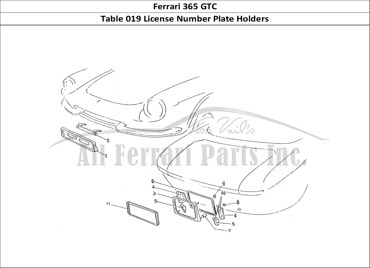 Ferrari Parts Ferrari 330 GTC (Coachwork) Page 019 Front & Rear number plate