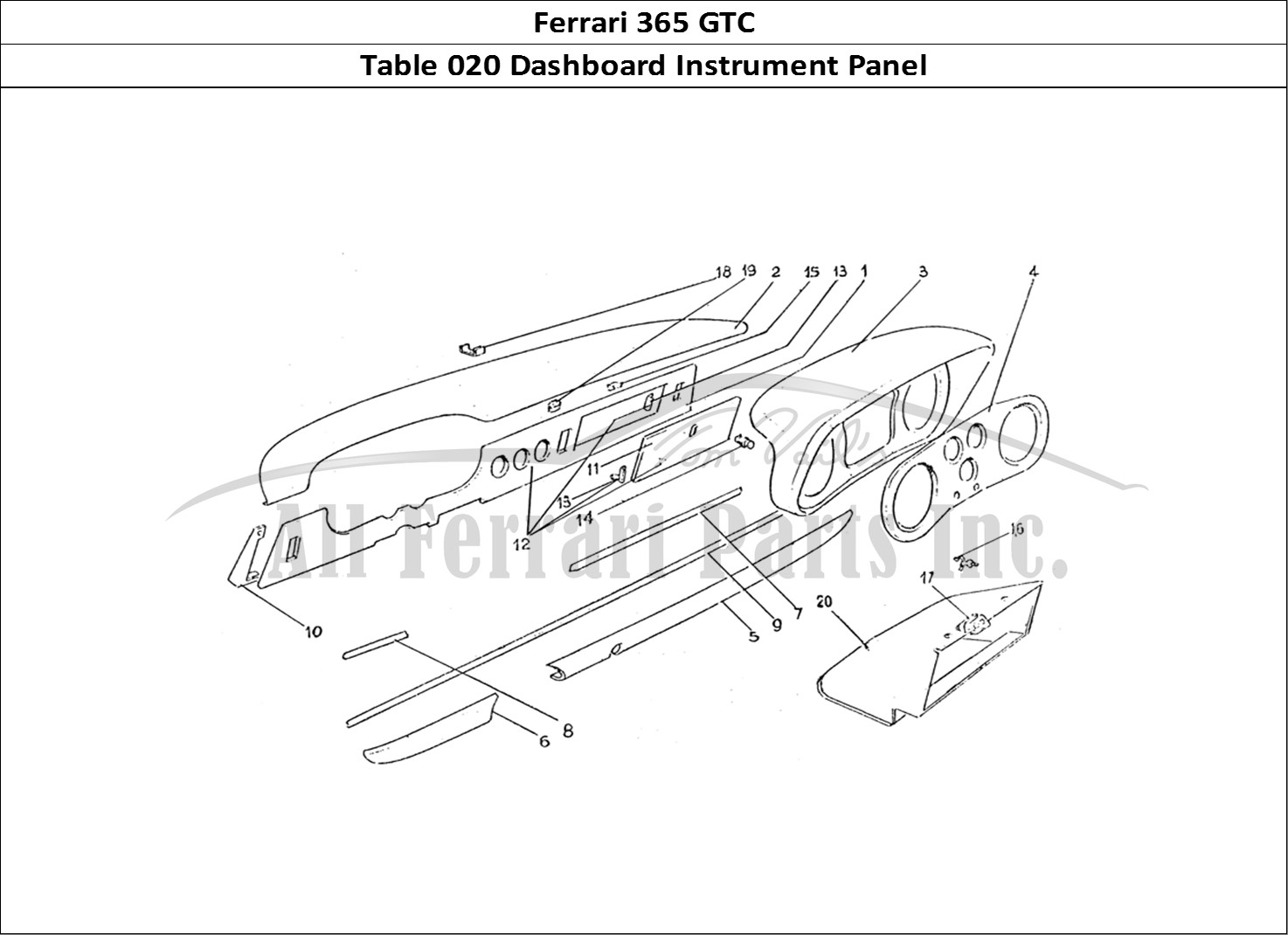 Ferrari Parts Ferrari 330 GTC (Coachwork) Page 020 Dash board