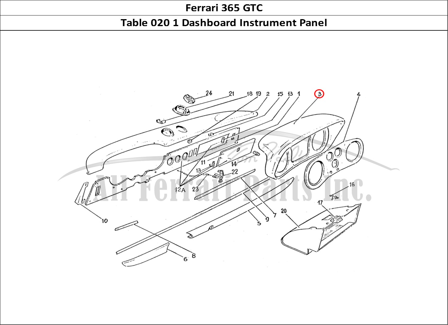 Ferrari Parts Ferrari 330 GTC (Coachwork) Page 020 Dash board