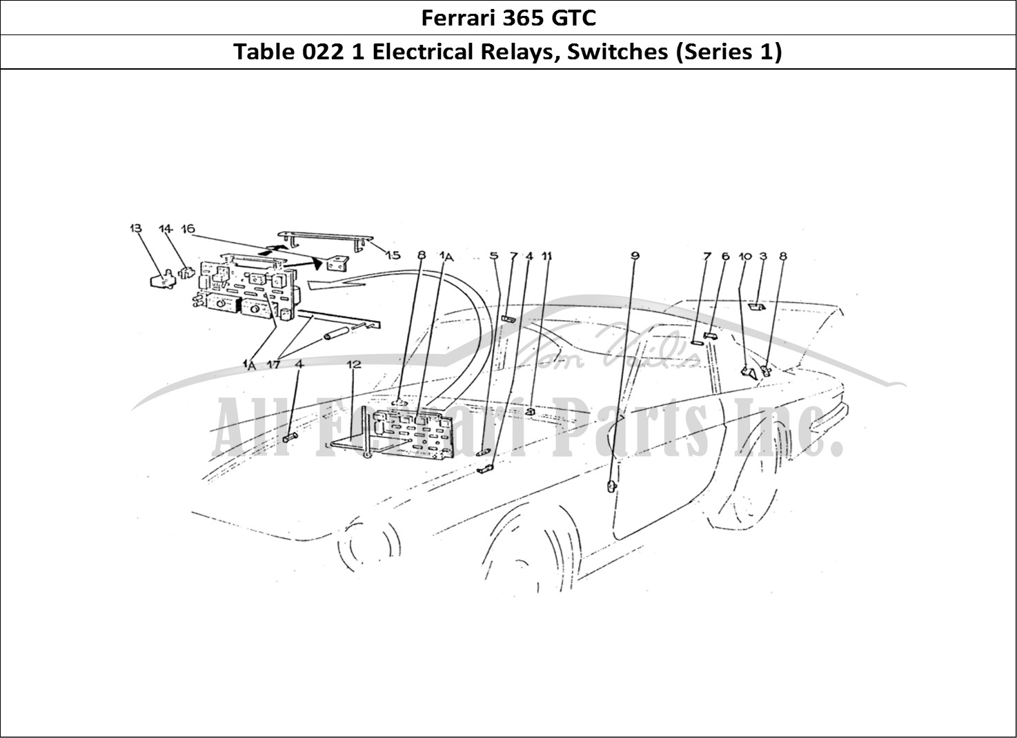 Ferrari Parts Ferrari 330 GTC (Coachwork) Page 022 Electrical relays & switc
