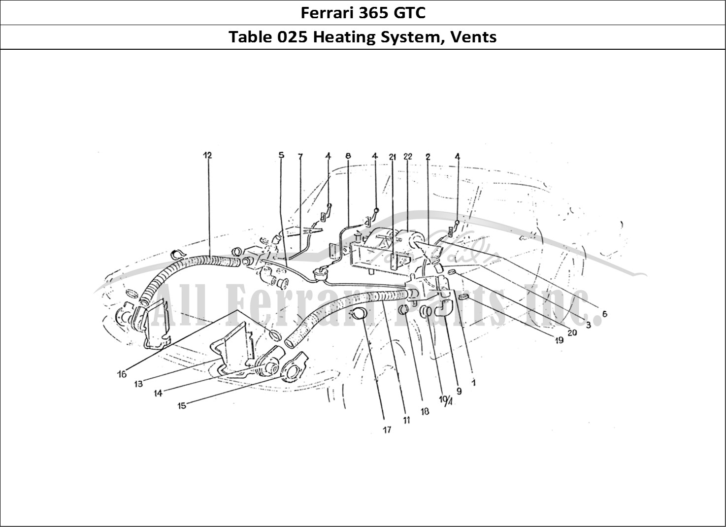 Ferrari Parts Ferrari 330 GTC (Coachwork) Page 025 Heating matrix & vents
