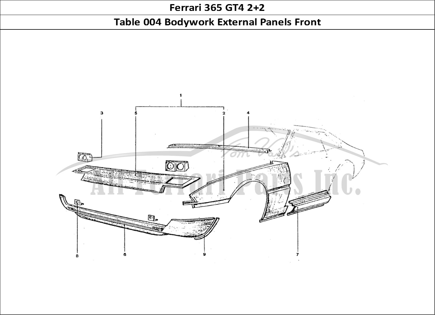 Ferrari Parts Ferrari 365 GT4 2+2 Coachwork Page 004 Front End Panels