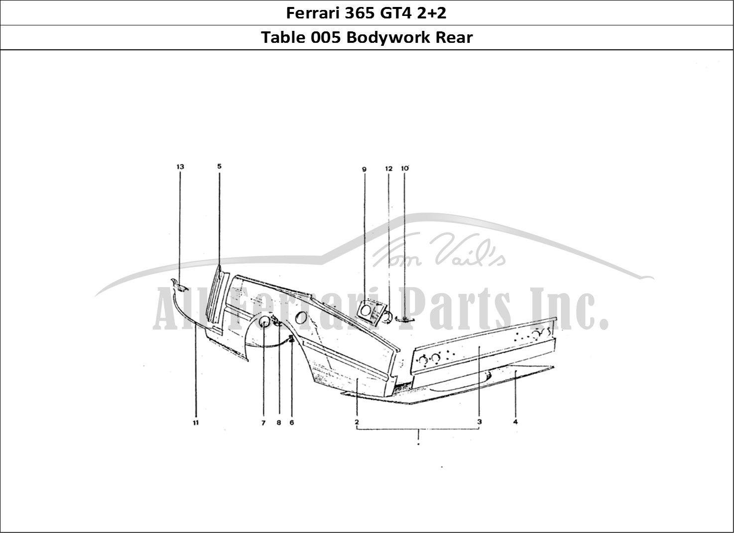 Ferrari Parts Ferrari 365 GT4 2+2 Coachwork Page 005 Rear End Panels