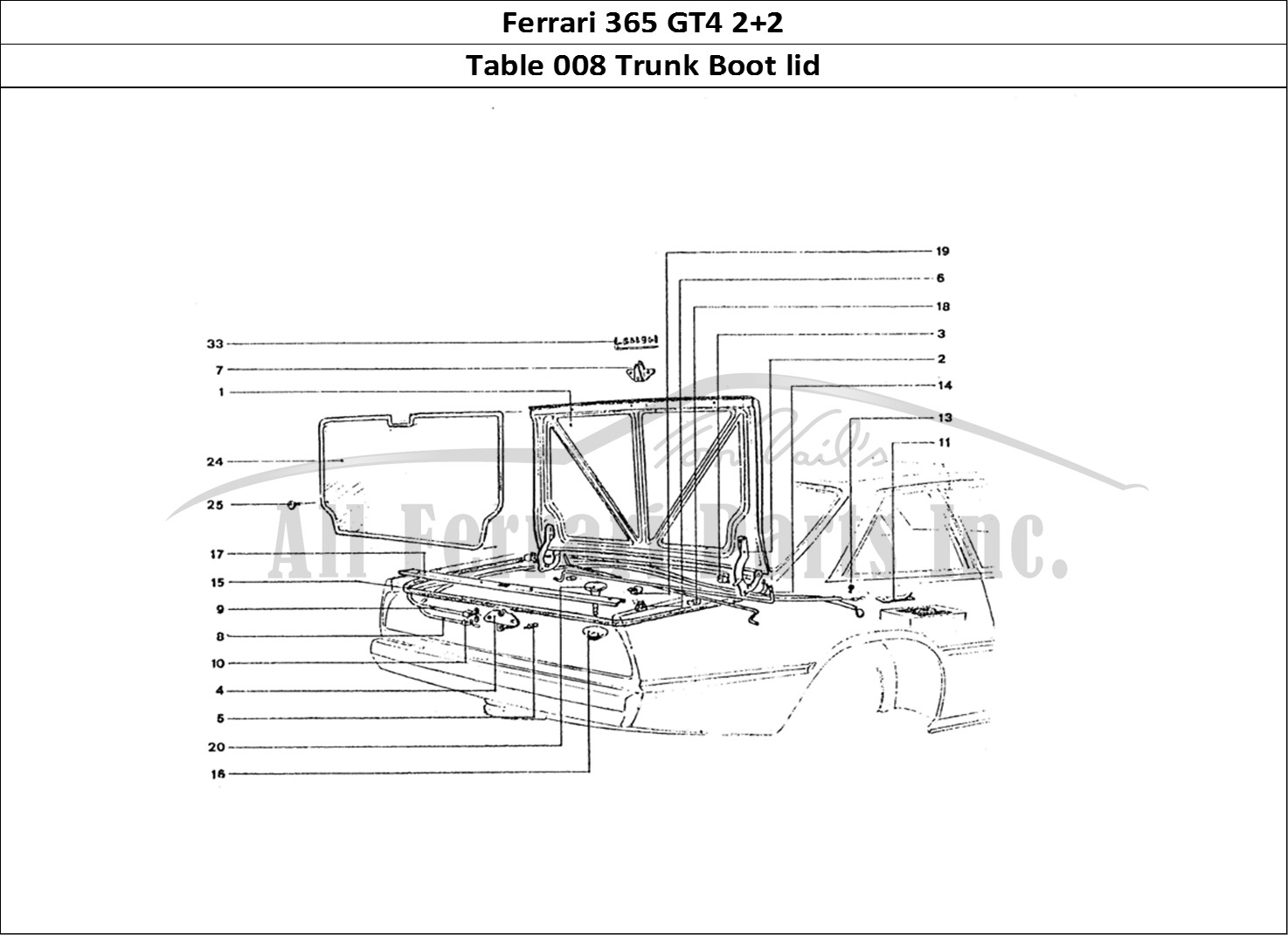 Ferrari Parts Ferrari 365 GT4 2+2 Coachwork Page 008 Rear Boot lid