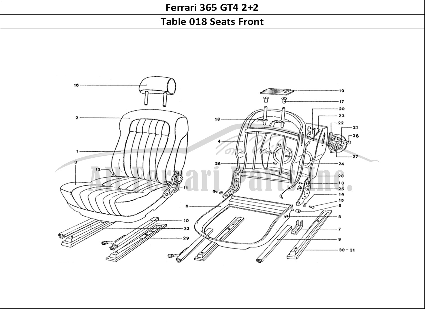 Ferrari Parts Ferrari 365 GT4 2+2 Coachwork Page 018 Front Seats