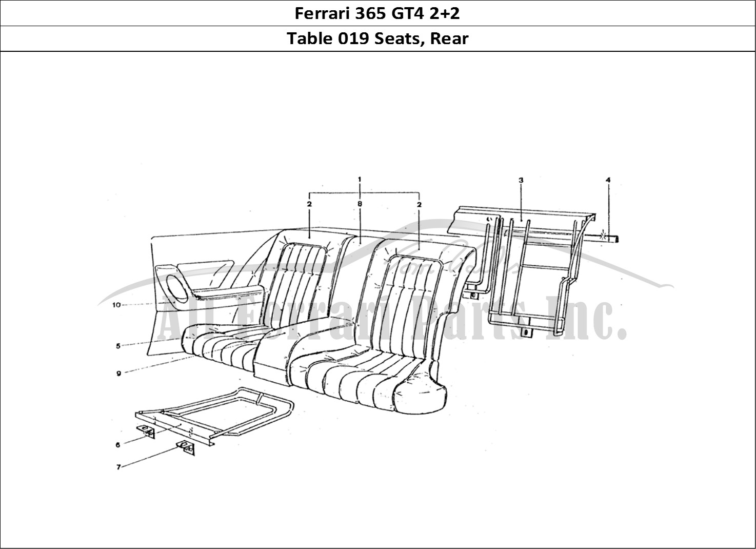 Ferrari Parts Ferrari 365 GT4 2+2 Coachwork Page 019 Rear Seats