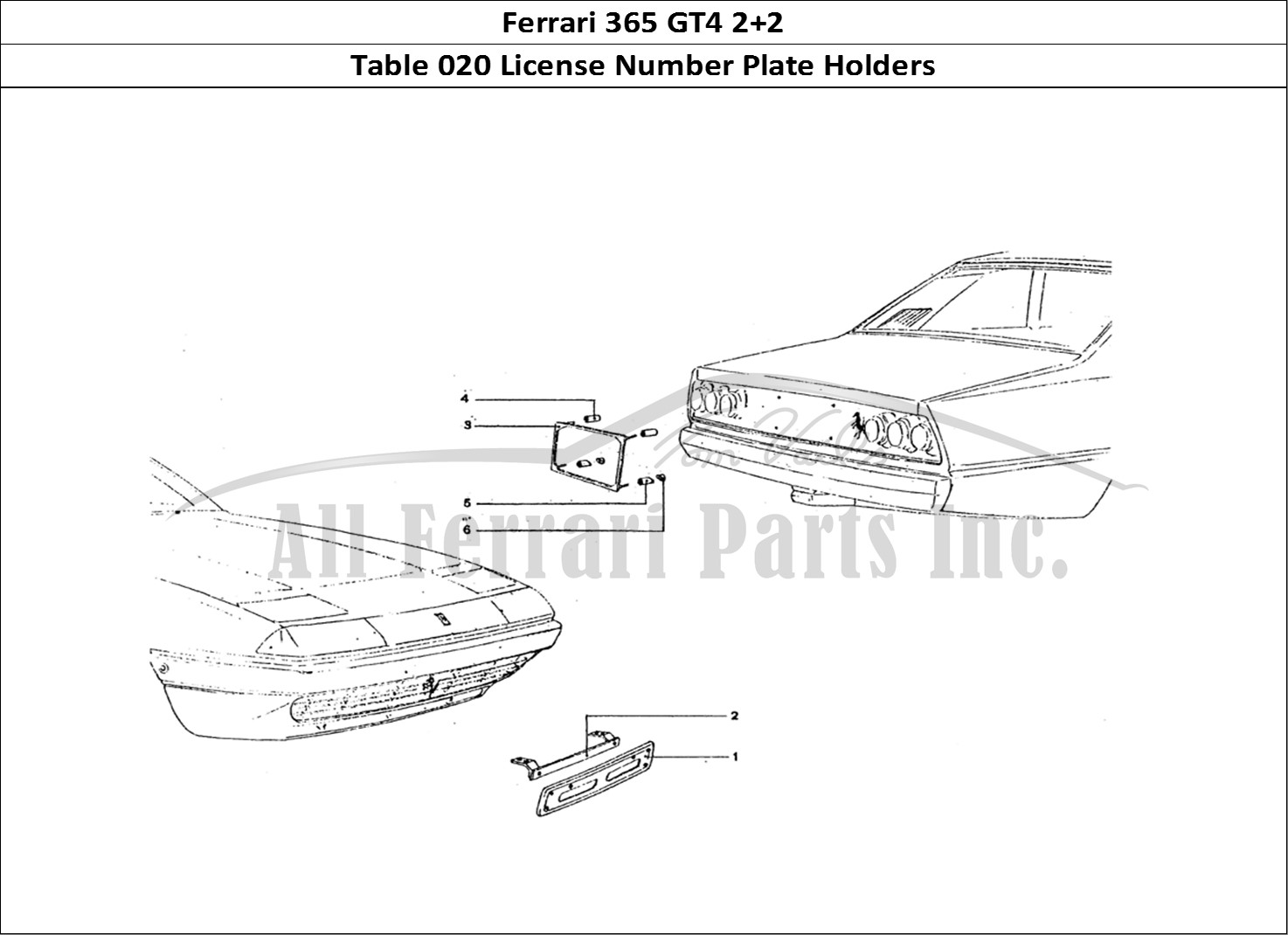 Ferrari Parts Ferrari 365 GT4 2+2 Coachwork Page 020 Number plate holder
