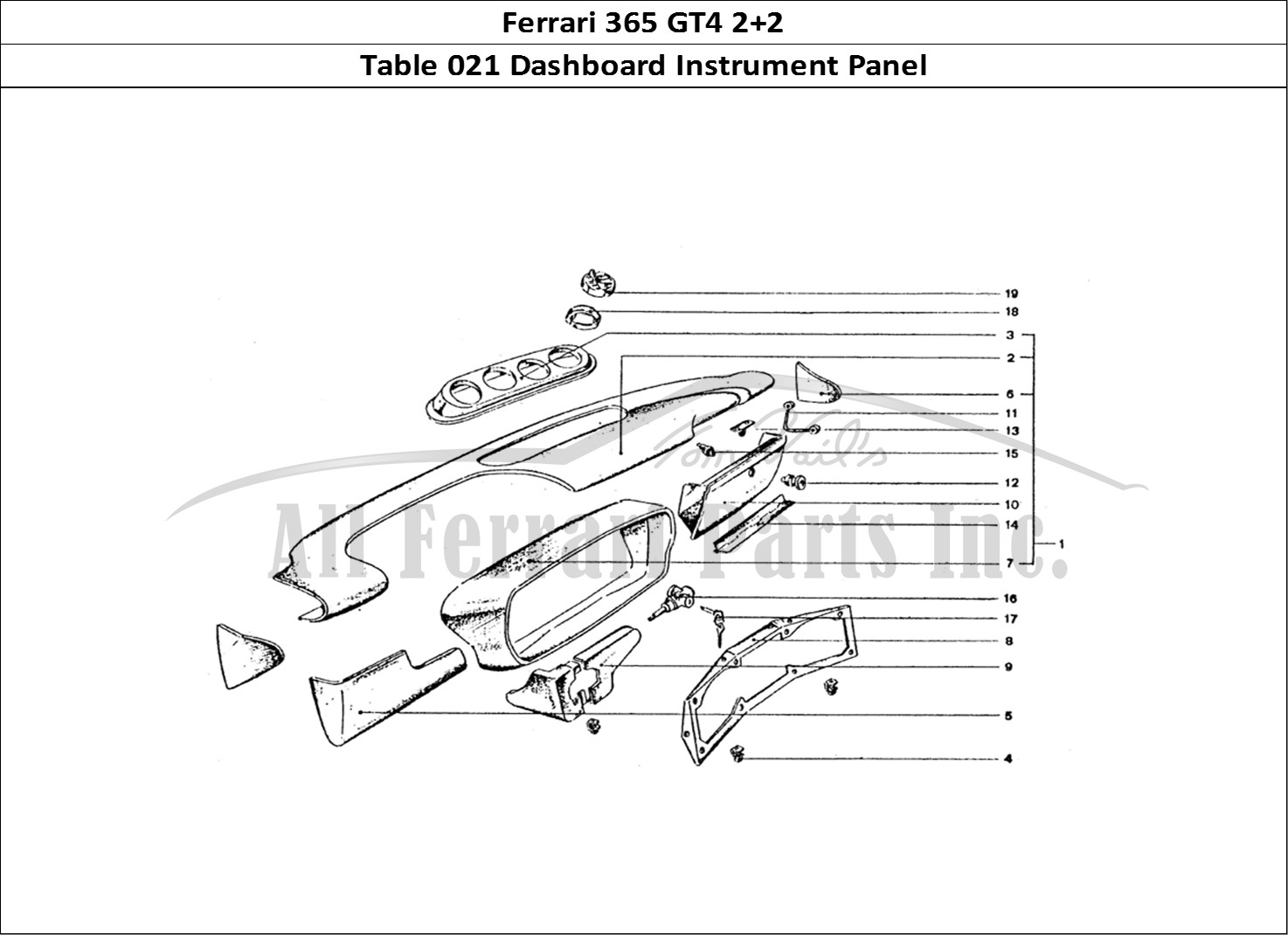 Ferrari Parts Ferrari 365 GT4 2+2 Coachwork Page 021 Dashboard & Ignition Swit