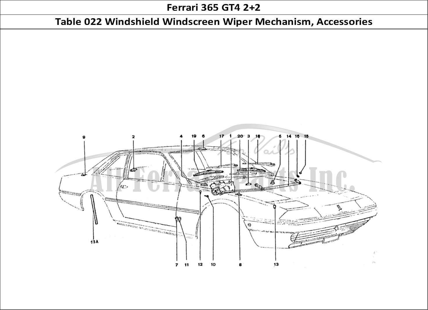 Ferrari Parts Ferrari 365 GT4 2+2 Coachwork Page 022 Wiper Mec