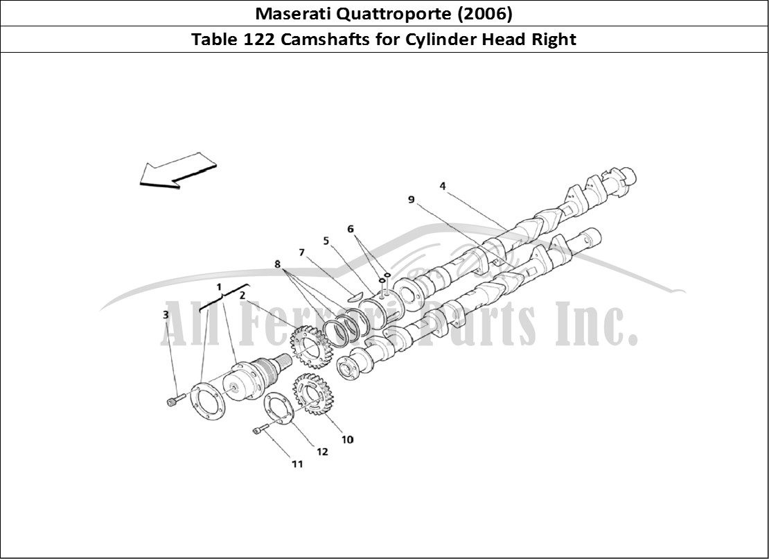Ferrari Parts Maserati QTP. (2006) Page 122 Camshafts for R.H. Cylind