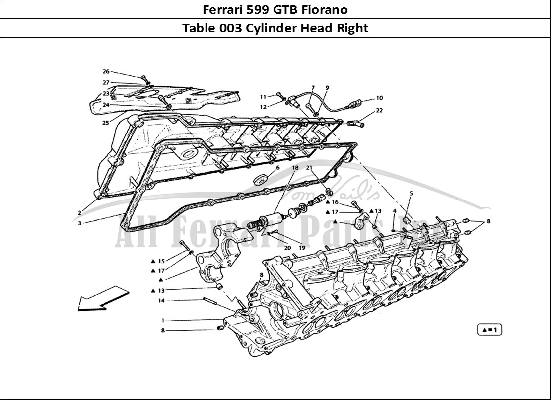 Ferrari Parts Ferrari 599 GTB Fiorano Page 003 R.H. Cylinder Head