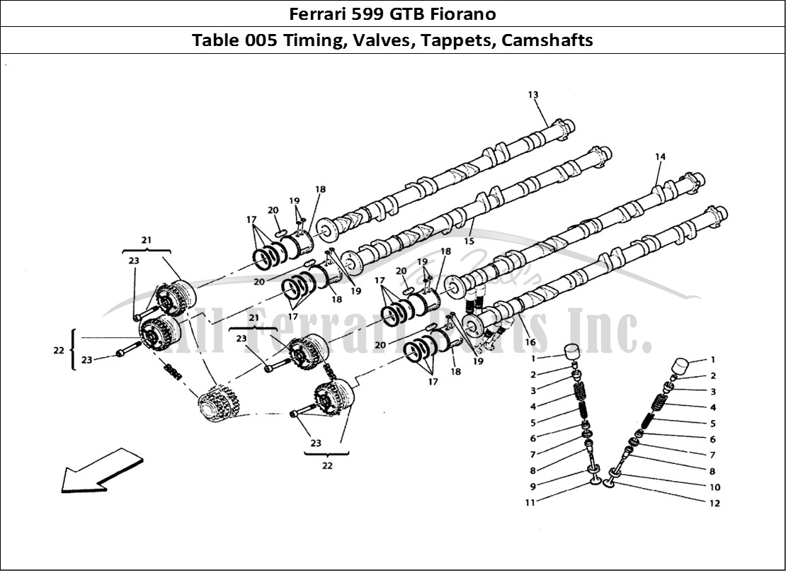 Ferrari Parts Ferrari 599 GTB Fiorano Page 005 Timing - Tappets And Shaf