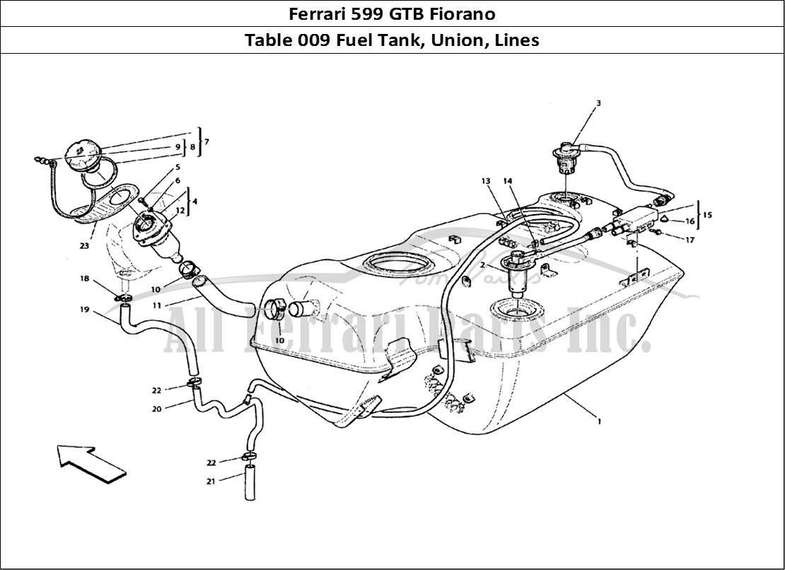 Ferrari Parts Ferrari 599 GTB Fiorano Page 009 Fuel Tank - Union And Pip