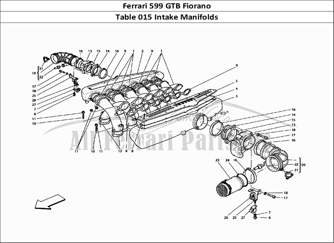 Ferrari Parts Ferrari 599 GTB Fiorano Page 015 Air Intake Manifolds